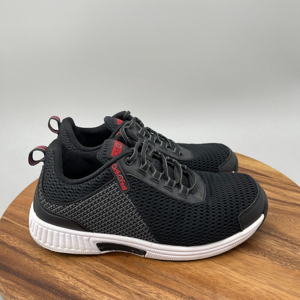 Orthofeet Edgewater Shoes Mens 9 6E Black Stretch Orthopedic Comfort Walking